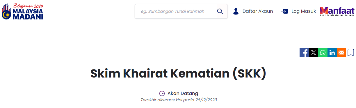 Skim Khairat Kematian SKK 2024 Bantuan Tambahan RM1000 Untuk