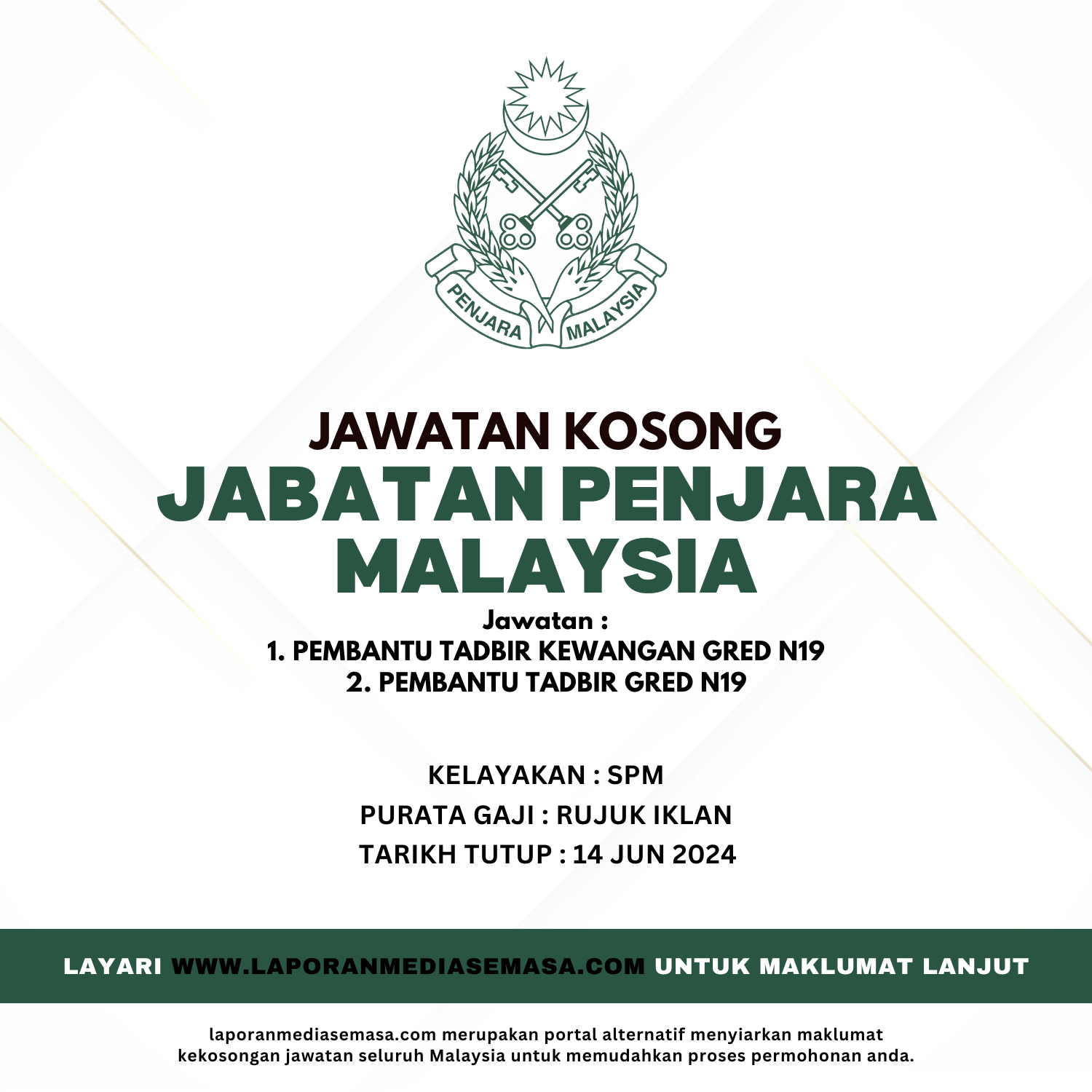 Jawatan Kosong Jabatan Penjara Malaysia