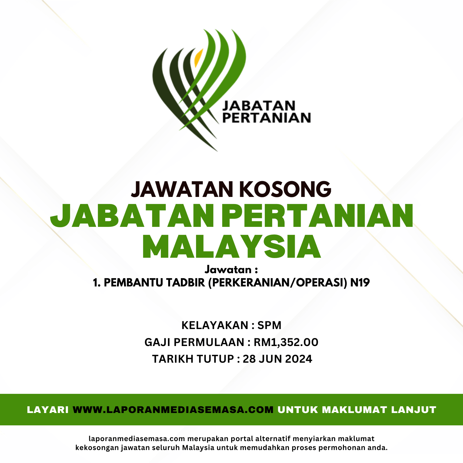 Jawatan Kosong Jabatan Pertanian Malaysia