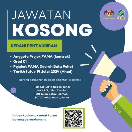 Jawatan Kosong FAMA Ambilan Julai 2024