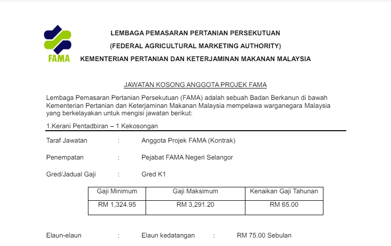 Jawatan Kosong FAMA 2024