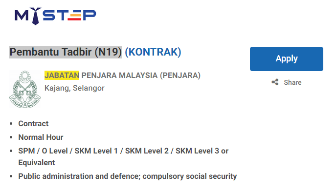 Jawatan Kosong Jabatan Penjara Malaysia