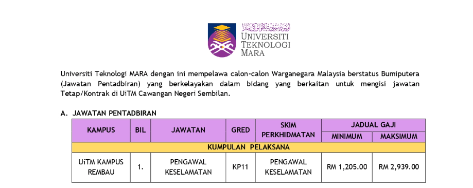 Jawatan Kosong UiTM