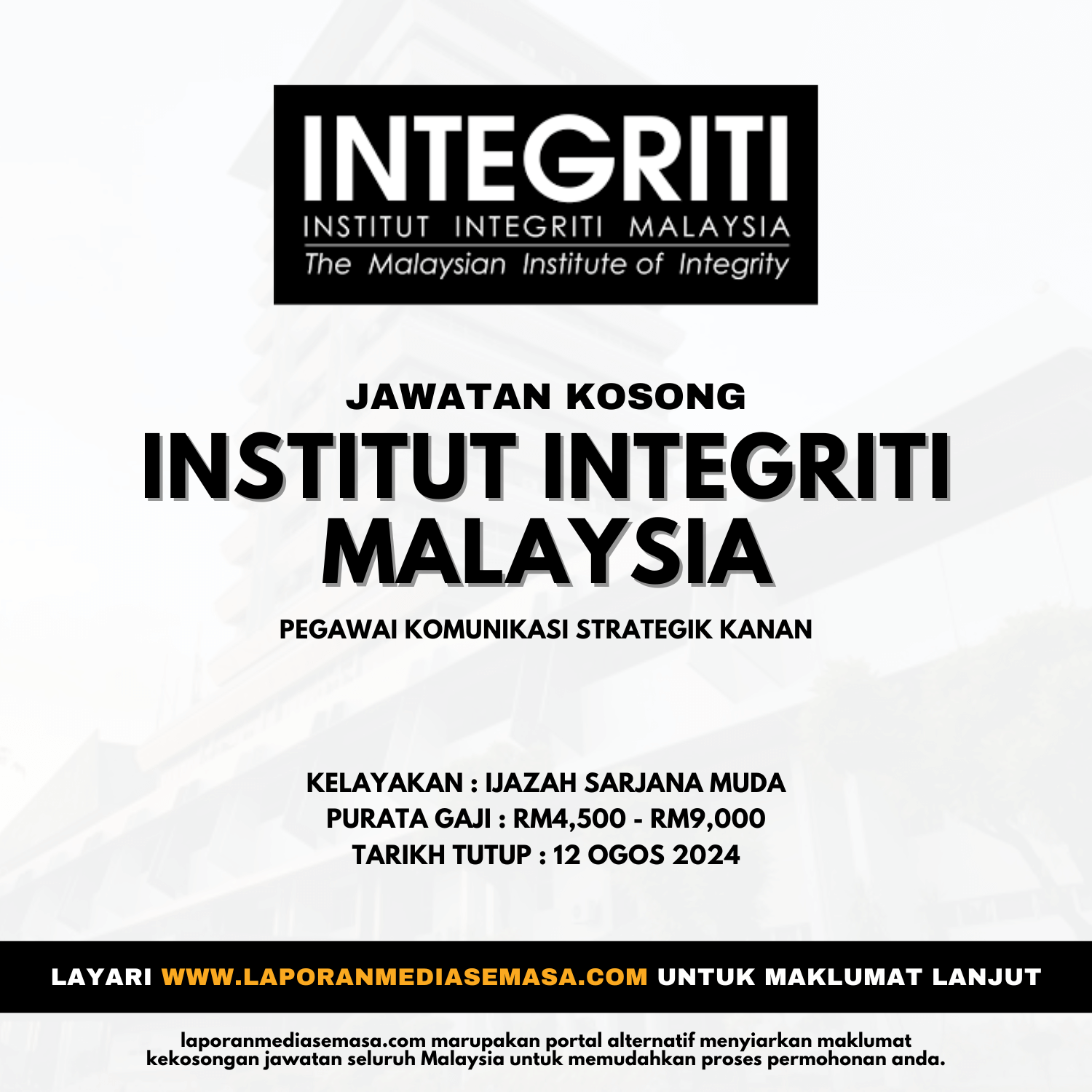 Jawatan Kosong Institut Integriti Malaysia