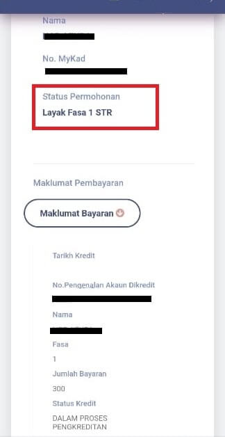 Kadar Bayaran STR Fasa 3