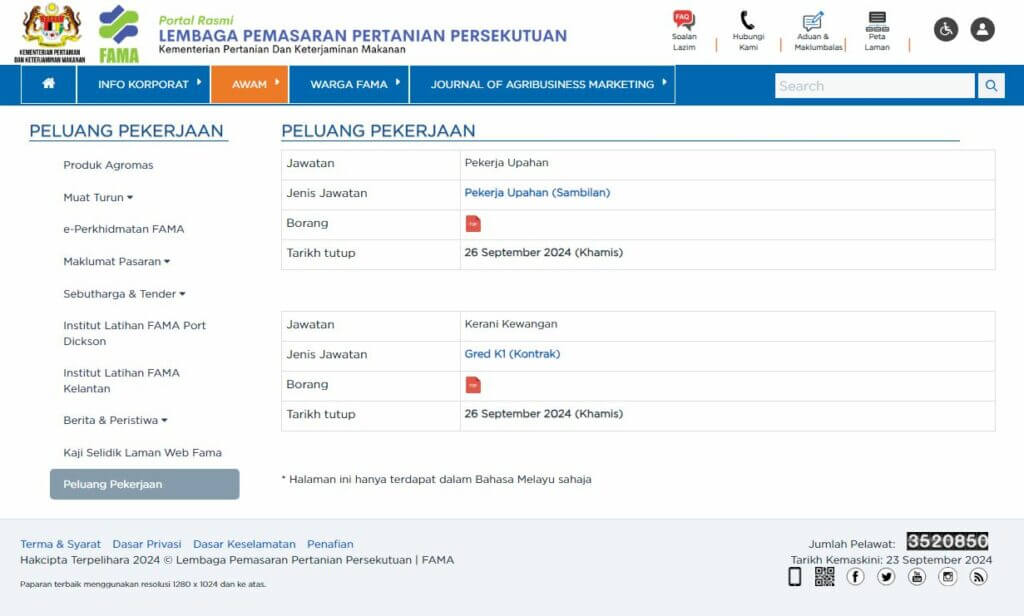 Jawatan Kosong FAMA 2024