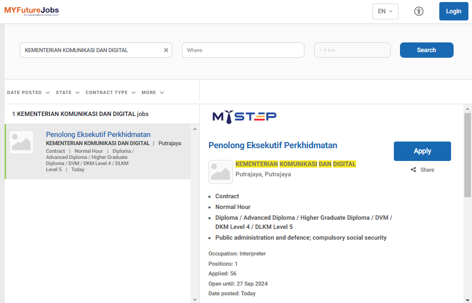 Jawatan Kosong Kementerian Komunikasi Dan Digital