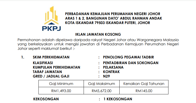 Jawatan Kosong PKPJ