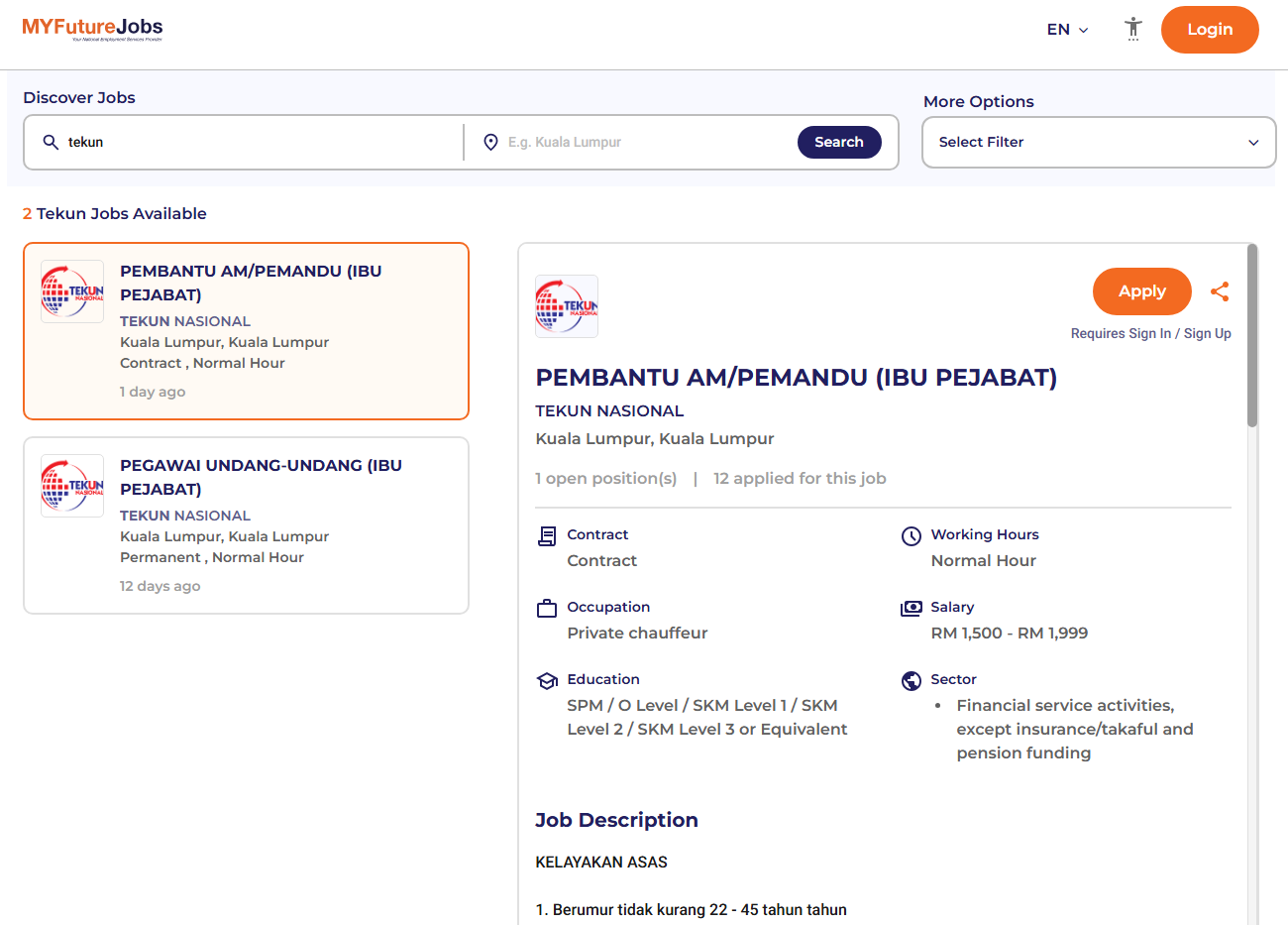 jawatan kosong tekun nasional